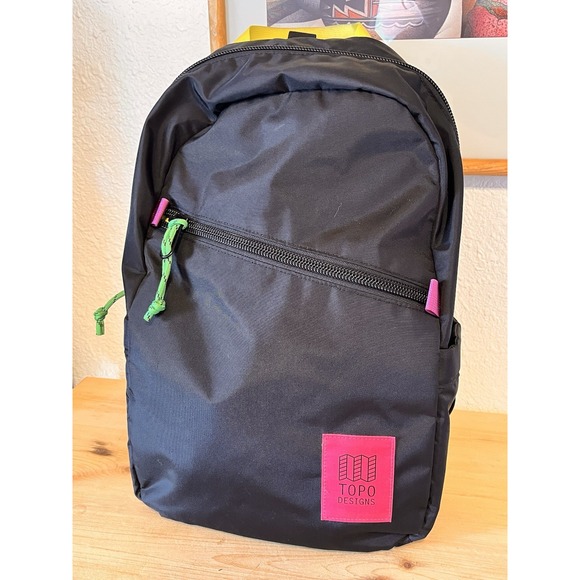 Topo Designs Light Pack Backpack Laptop Pouch Lightweight Bag Black Neon - Picture 1 of 12